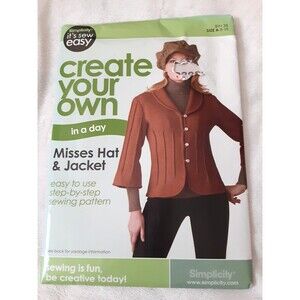 New Uncut Simplicity Sewing Pattern Misses Hat & Jacket Size 8-18 Easy Sew